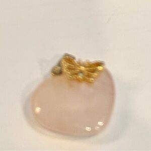 Rose Quartz Puffy Heart Butterfly Charm Pendant By Avon
